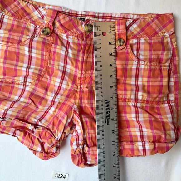 Faded Glory Women’s Checked Shorts size 8, Orange & Pink - Picture 4 of 9